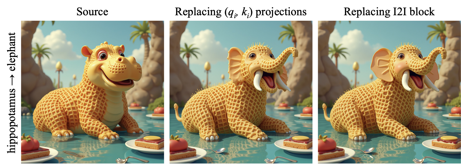 q_i, k_i vs. I2I replacement